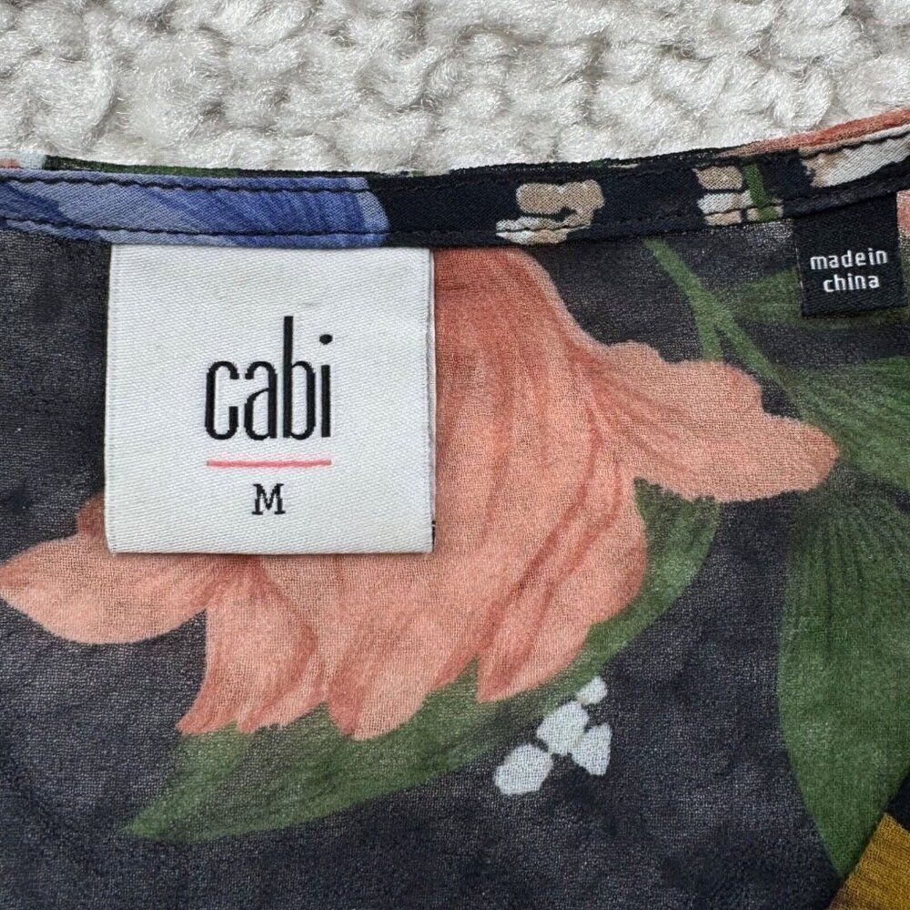 Cabi Snake Charmer Floral Sheer V Neck Blouse - Picture 5 of 11